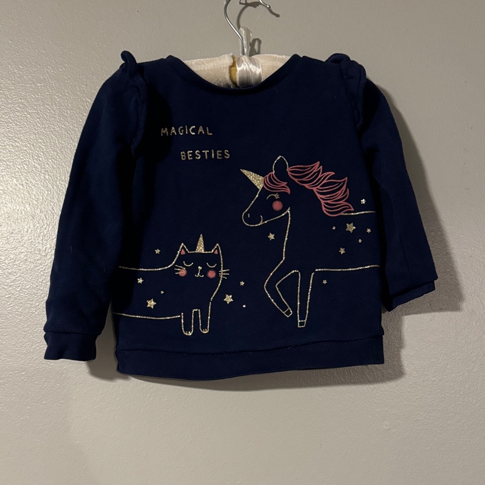 Carter's Navy Sweatshirt with Unicorn and Cat Design